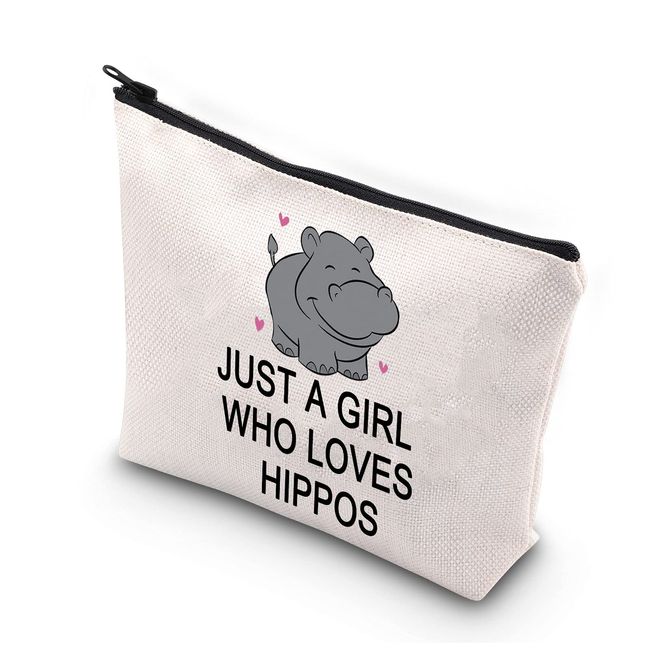 PLITI Nilpferd-Make-up-Tasche, Nilpferd, Geschenk für Nilpferd, Geschenk für Liebhaber, Geschenk für Mädchen, die Hippos lieben, Kosmetiktasche, Girl Loves Hipposu