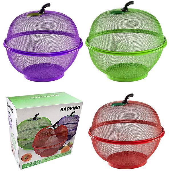 Mesh Fruits Basket Apple Shape Keep Flies and Unwanted Insects Out Free-Colors: Blue, Green, Purple, Red