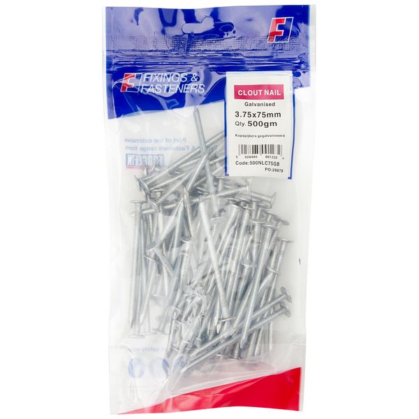 ForgeFix Clout Nails | 3.75 x 75mm | Galvanised | Bag 500gm