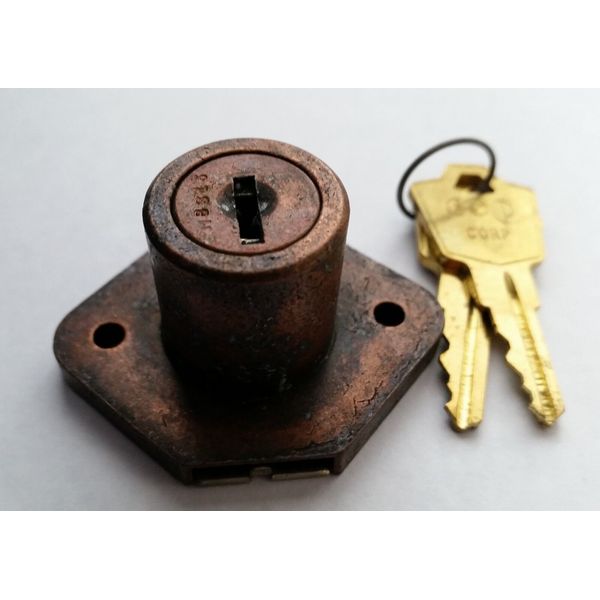 Dead Bolt Lock for Kitchen Cabinets, Desks, Displays, Copper Two Brass Keys