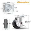POWERTEC 2 Inch Swivel Caster Wheels Set of 4 with 264 lbs Loads (2 with Brakes & 2 Without), Heavy Duty Plate Casters, Rubber Castor Wheels for Furniture, Cart, Dolly and Workbenches (17211)