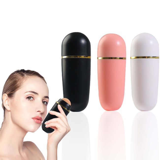 3 Stücke Ölabsorbierender Roller, wiederverwendbares Oil Absorbing Face Roller, Ölabsorbierender Vulkanstein Gesichtsroller, Oil Absorbing Face Roller, Oil Control Roller für Fettige Hautpflege