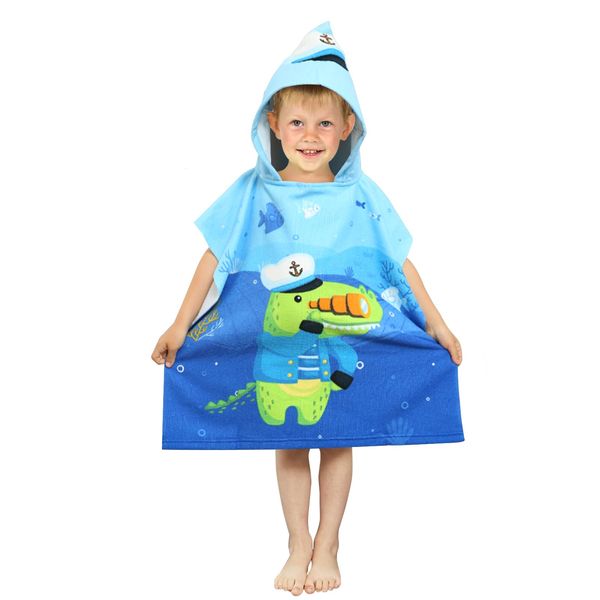 JORAKI Hooded Towel for Kids, Kids Poncho Towel Hooded Beach Towel Swimming Bath Towel Ultra Soft and Absorbent Bathrobe for Girls Boys Children Toddler 2-8 Years Old (Crocodile)