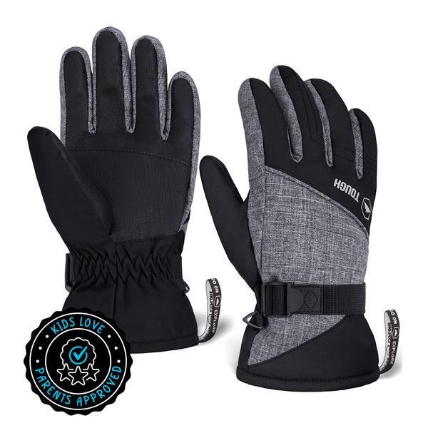 Kids Winter Gloves - Snow & Ski Waterproof Youth Gloves for Boys & Girls - Insulated for Cold Weather Outdoor Play, Skiing & Snowboarding - with Windproof Thermal Shell & Synthetic Leather Palm