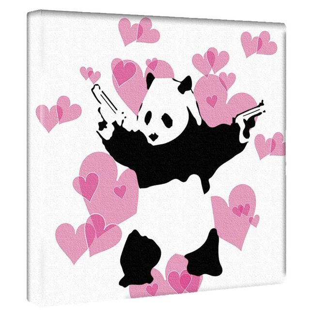 Rib Banksy Design Japanese Official License Panda Heart Graffiti Street 11.8 x 11.8 inches (30 x 30 cm), Made in Japan, Poster, Stylish, Interior, Renewal, Living Room, Interior, Bdld-1907-004, Size M