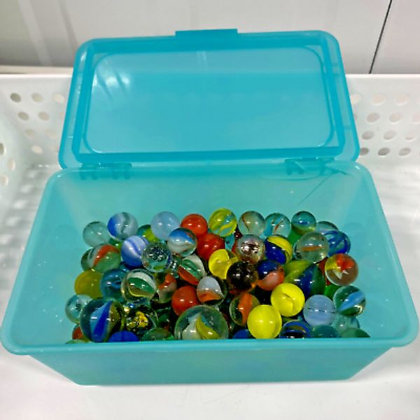 Mixed Lot of Vintage Glass Marbles Cats Eye Banana Swirl Clear Transparent 825g