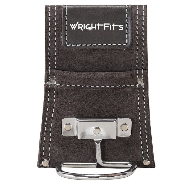 WrightFits Leather Drill Holster Double Nail and Hammer Holder Multi Pockets Tool Work Pouch Organiser & Belt |For Builders, Carpenters, Gardeners, Electricians (Nail and Hammer Pouch) (Hammer Holder)