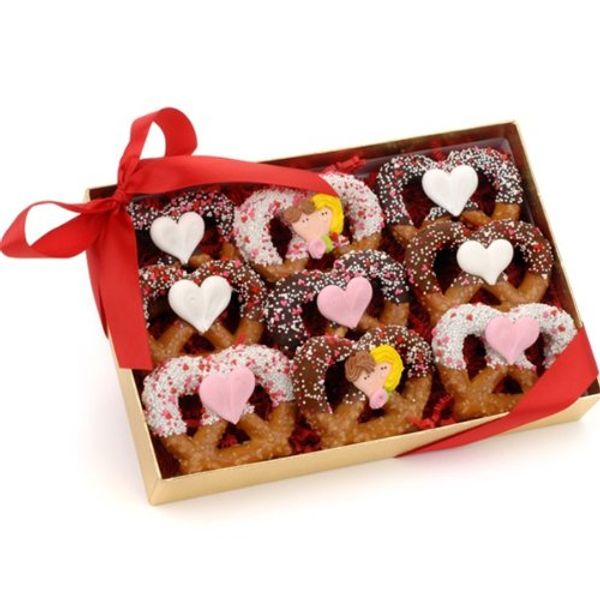 Romantic Chocolate Pretzel Twists Gift - Set of 9