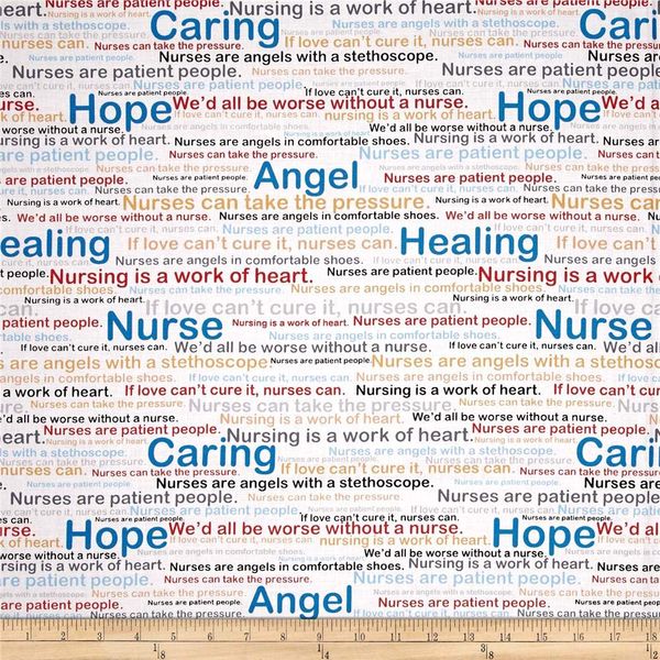 Calling All Nurses Words Multi, Fabric by the Yard