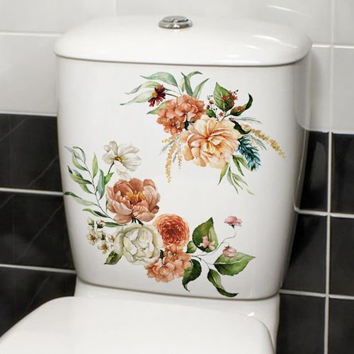Colorful Toilet Sticker Self-Adhesive Waterproof Bathroom Toilets Seat Lid Cover Decals Stickers Floral Sticker for Home Bathroom Decor Toilets Lid and Tank Covers，Toilet Accessories