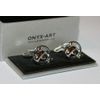 Onyx Art Novelty Men Cufflinks - Dolphin in Ring Design
