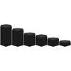BELLE VOUS 6 Pack of Black Wooden Hexagon Display Risers - Wood Showcase Stands for Shelves and Countertops - Step Plinths for Jewellery, Retail, Figures, Cupcakes and Desserts