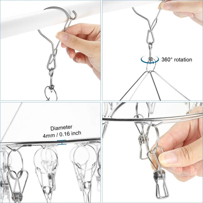 Skroad ラウンドソックドライヤー 下着ランジェリー ベビー服 小さな洗濯アイテム ステンレススチール 回転乾燥ラック 20ペグ付き
