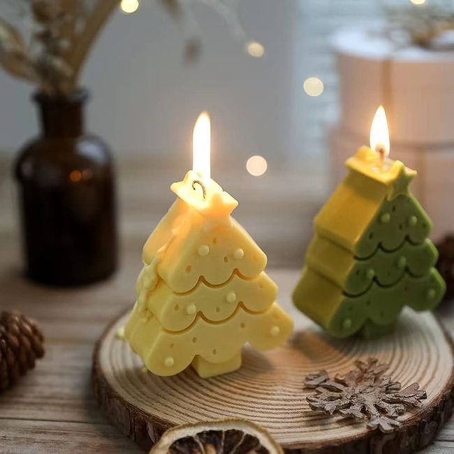 Candle Molds - Silicone Mold for Candles Making, DIY 3D Moulds for Soy Wax, Beeswax, Scented Candle, Valentine's Day Gifts (Christmas Tree)