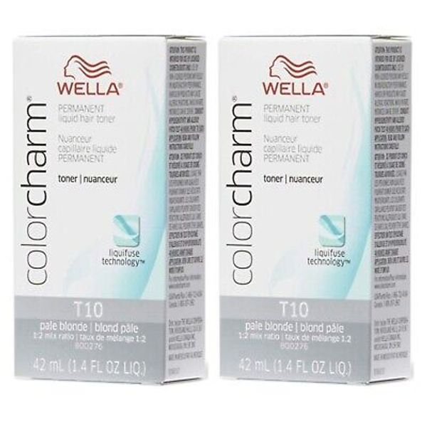Wella Color Charm T10 Pale Blonde Permanent Liquid Hair Toner 1.4oz (2pack)