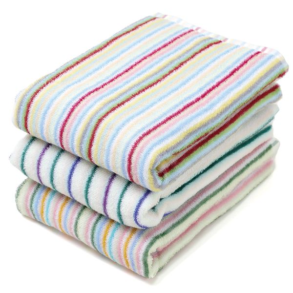 TANGONO Imabari Towel, Environmentally Friendly Towel Set Made from Scrap Threads, Soft and Gentle to Skin, Fluffy, Set of 3 Bath Towels, Random Colors and Pattern, Absorbent, Quick-Drying, Made in Japan