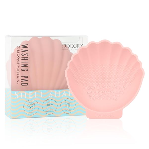 Docolor Shell geformt Silikon Make-up-Pinsel Reinigungskissen, Make-up-Pinsel Scrubbing Pad, Make-up-Pinsel tragbare Reinigungswerkzeug - Rose