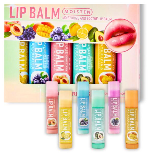 6Pcs Lip Balm Set-Fruity Moisturizing Lip Balm Multipack-Perfect Lip Balm Gift Sets For Women-Lip Products of Fade Lip Lines&Prevent Dry Lip Protection-Lip Care Gift For Girls Women (FRUITY 6PCS)