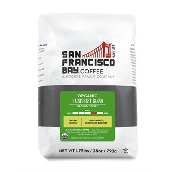 Organic Rainforest Blend Coffee 28oz Medium Dark Roast San Francisco Bay