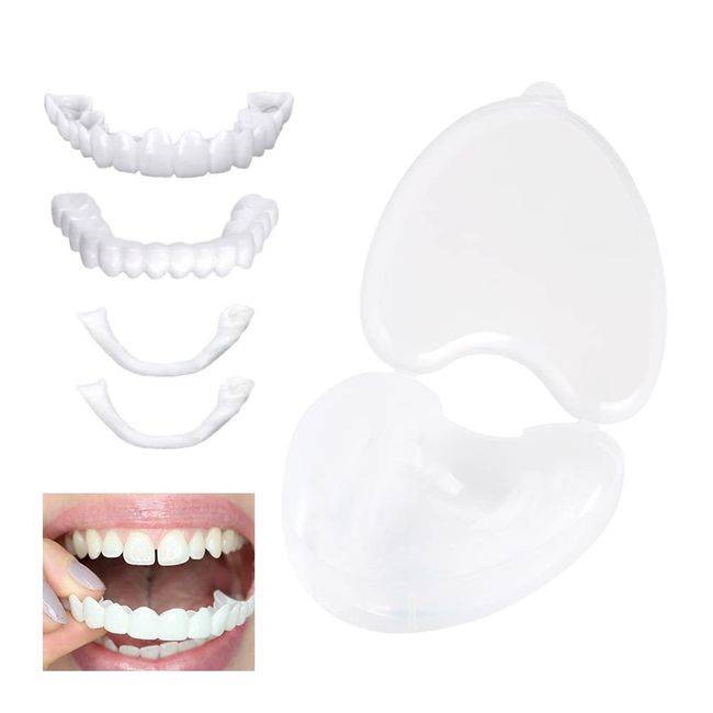 ASDSH Dentures, Top and Bottom Cosmetic Dentures, Instant Veneer Dentures, Top and Bottom Braces, Artificial Teeth, Whitening Denture, Silicone Upper and Lower Denture Veneer, Orthodontic Brace, Includes Storage, Orthogonal Hygiene Tool, Denture Beauty, W