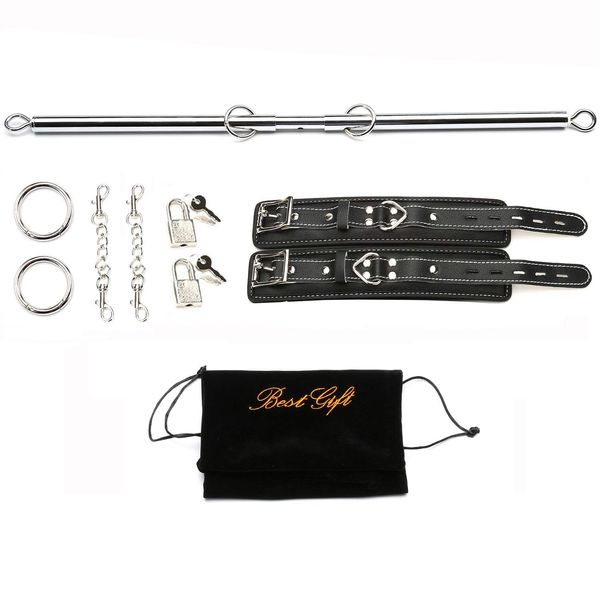 EXREIZST Expandable Silver Spreader Bar Kit with 2 Adjustable Black Straps Tools Kit for Home