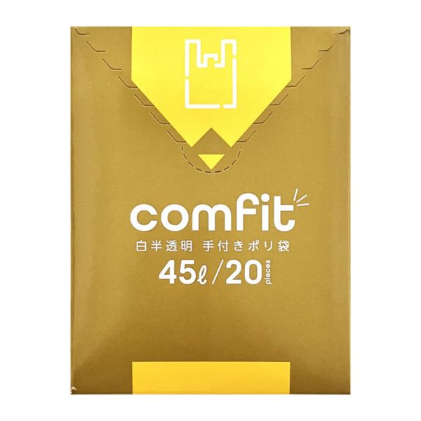 Japax Comfit MUT45 Plastic Bag, White Translucent, 16.9 gal (45 L), Approx. Length 31.5 x Width 2.6 inches (80 x 65 x 0.015 mm), 20 Sheets