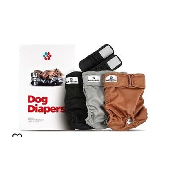 Dog Diapers, Washable,  3 Pack, Extender, Female And Male, Natural Color, Small