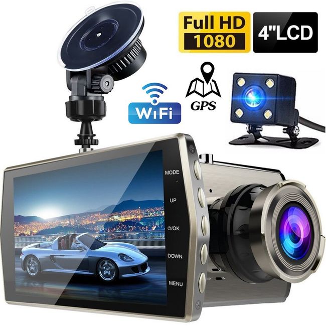 Car DVR WiFi GPS 4.0 Touch Screen HD 1080P Dash Cam Rear View Camera Video  Recorder Auto Parking Monitor Night Vision Black Box