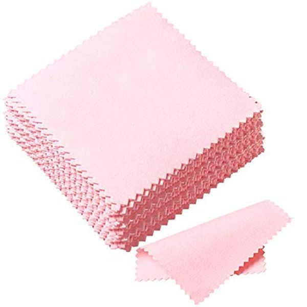 50 Stück Schmuck Reinigungstuch Poliertuch für Sterling Silber Gold Platin (Pink) "MEHRWEG"