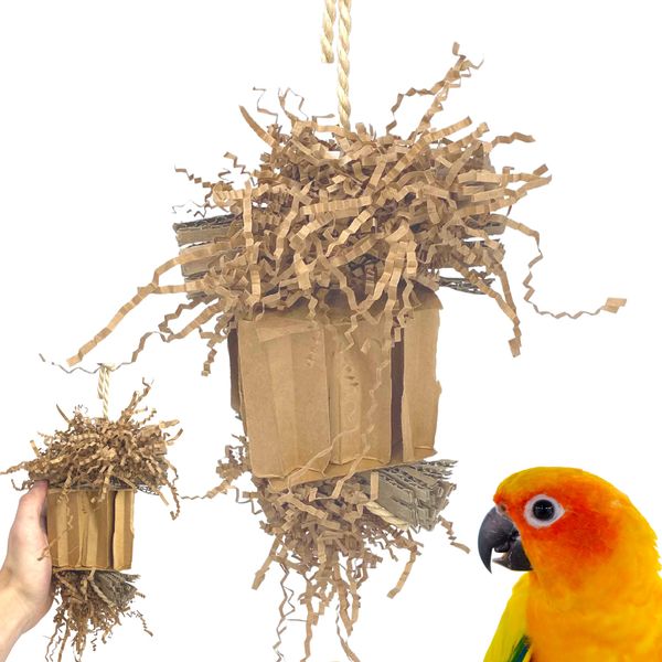 Bonka Bird Toys 3857 Medium Shreddy Eddy Foraging Shred Small Medium Bird Toy Cardboard Waffle Crinkly Paper Conures Parakeets African Greys and Other Similar Birds