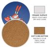 SpongeBob Mr. Krabs Pose Round Ceramic Coasters, Set of 2, 3.9" Ceramic Stone & Cork Base