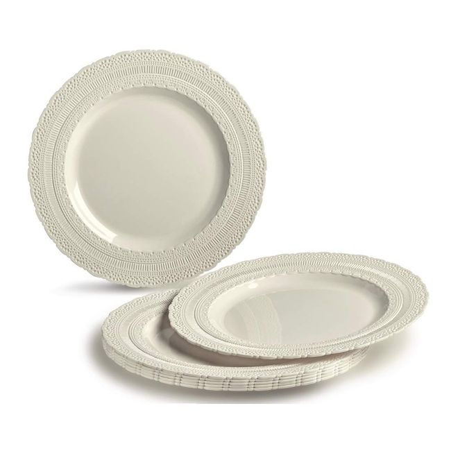 BloominGoods 50-Piece Disposable Plastic Plates - Party & Wedding - 25 –  Dollar Castle