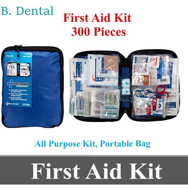 300 Piece First Aid Kit Easy Access Carrying Case All Purpose Emergency Survival