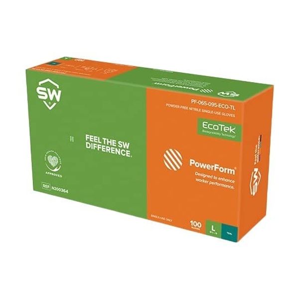 SW safety N200365 Green Green Nitrile Gloves, POWERFORM S6 XL, 100 count count