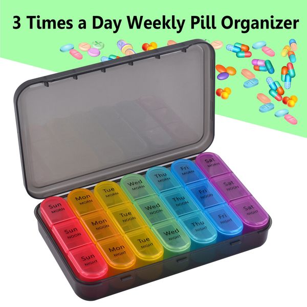 Weekly Pill Organizer Pill Case Pill Boxes 3 Times a Day Vitamins Tablets Holder