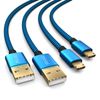 2 x PS4 Controller Charging Cable, 2 m Cable for Playstation 4, Sony PS4, PS4 Slim, Microsoft Xbox One Controllers, Micro USB Charging Cable, Blue/Black