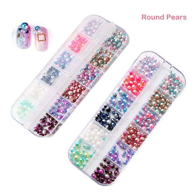 4 Boxs Nail Art Rhinestones Flatback Rhinestones Pearls Nail