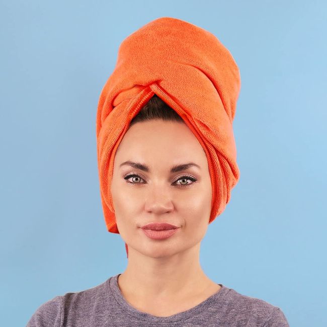 Sleeke Microfiber Hair Drying Towel - Coral, Quick Drying Hair Towel, Reduces frizz, Super Absorbent