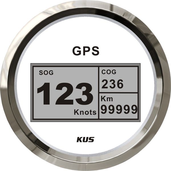 KUS Wasserdichter Geschwindigkeitsmesser, GPS, digital, mit Hintergrundbeleuchtung für Boot, Yacht, 85 mm, 9 – 32 V (weiß)