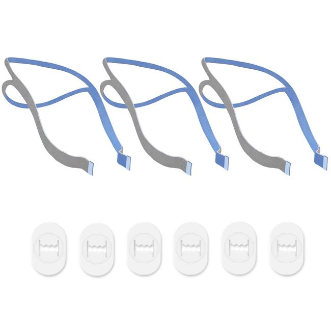 Replacement Headgear Compatible with ResMed Airfit P10 Nasal Pillow Mask Straps Included 3 Super Elastic Straps and 6 Adjustment Clips(3 Pack)