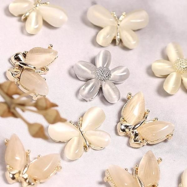 Moonstone nail parts, butterfly nail parts, mother-of-pearl nail parts, pearl nail