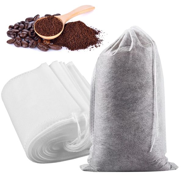 Yzurbu 200pcs Cold Brew Coffee Filter Bags, 4‘’ x 6'' No Mess Disposable Filter Bag with Drawstring for Coffee Grounds & Ice Tea