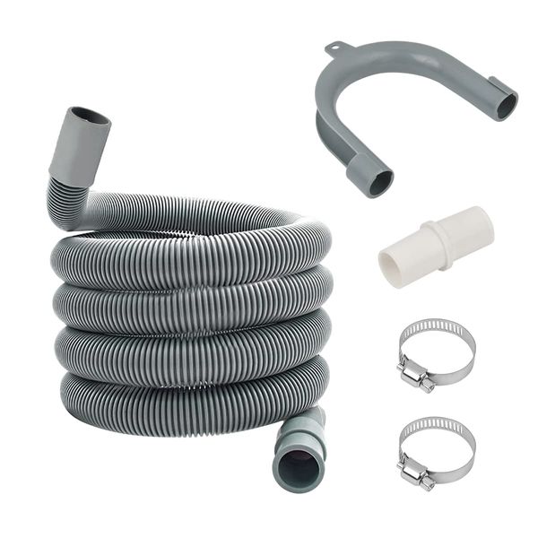 Extendable Drain Hose, TMBMLPP Drain Hose Extension Pipe, Dishwasher Hose Extender Kit, Washer Drain Hose, Washing Machine Drain Hose Clip, for Washing Machine Washer Dryer Dishwasher (2.5M, 25mm)