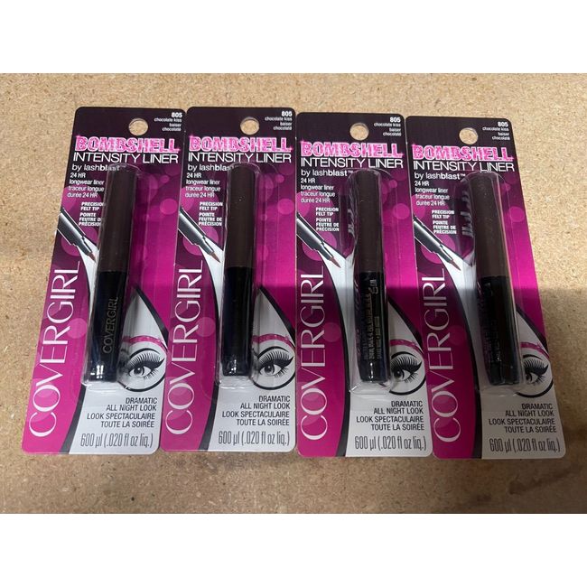 4 PACK CoverGirl Bombshell Intensity Eye Liner, 805 Chocolate Kiss - 0.20 oz