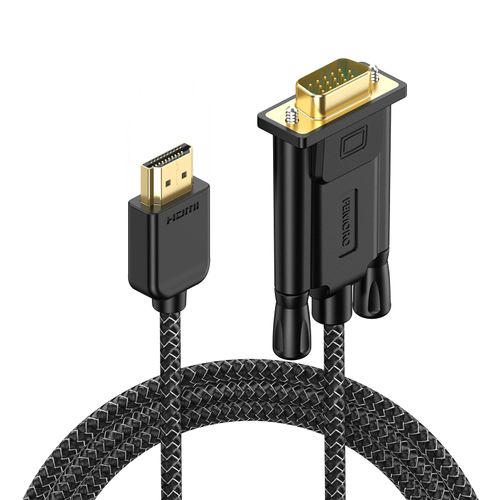 FEMORO HDMI to VGA Cable 6 Feet Male to Male Braided Cord 1080P@60Hz for Monitor, Computer, Desktop, Laptop, PC, Projector, HDTV, Game Device and More