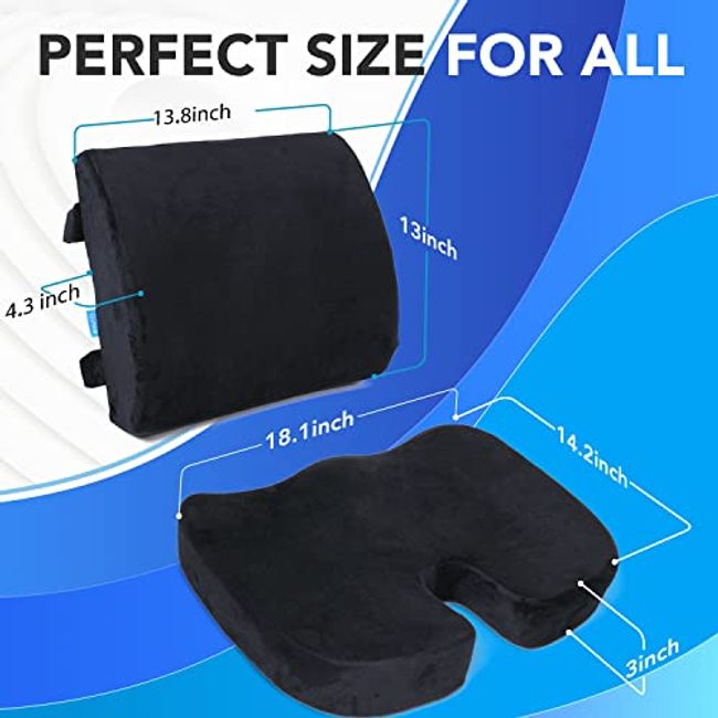 Memory Foam Seat Cushion Washable Chair Pad Chair Pillow for Sciatica  Coccyx Back & Tailbone Pain Relief Orthopedic ,with Car Truck Office Desk  Chair (Black) 