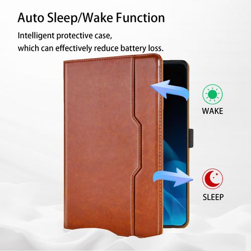 Varohix Case for Lenovo Tab P12 12.7 Inch 2024 Cover (Model:TB370FU) Multi-Angle Viewing Stand with Hand Strap, Brown