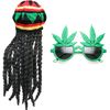 Robelli Jamaican Rasta Dreadlocks Beanie Hat Wig + Glasses