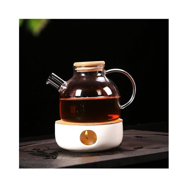 Cosy-YcY Ceramic Teapot Warmer, Teapot Warmer Base for Glass Teapot, Porcelain Tea Warmer (Style Three)