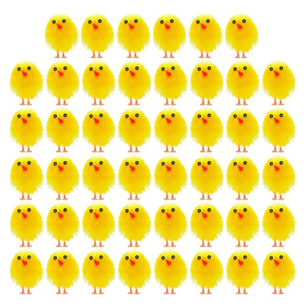 TUPARKA 46Pcs Mini Easter Chicks Yellow Easter Chenille Chicks Cute Fully Easter Chicks Baby Chicks for Easter Party, Easter Egg Bonnet Decoration, Easter Egg Hunt